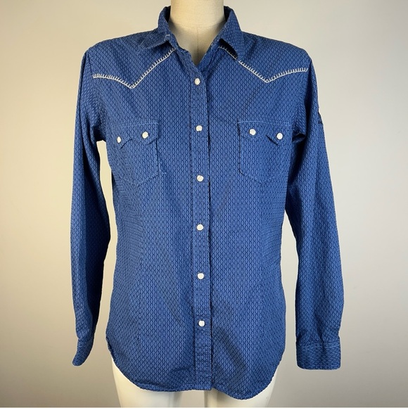 Panhandle Slim Blue Women Western Snap Button-Down Shirt M - Picture 1 of 11